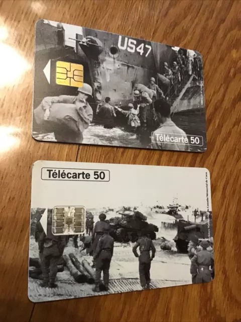 Lot De 2 cartes téléphoniques telecartes debarquement normandie 1944