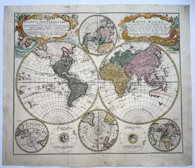 World Map 1746 Homann Hrs Large Antique Engraved Map 18Th Century