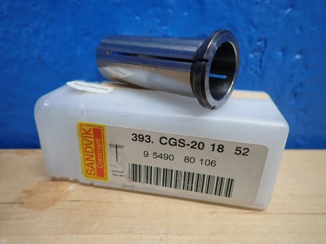 New 393.CGS-20 18 52 SANDVIK 18mm x 20mm Sealing Collet Sleeve Hydraulic Chuck