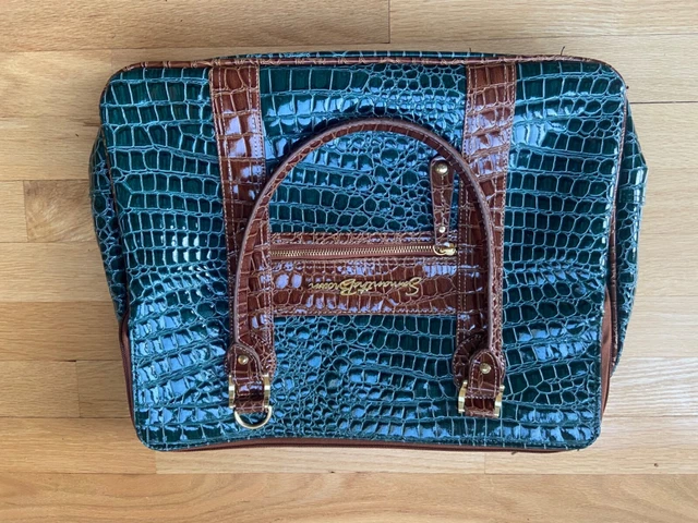 Samantha Brown Croco Embossed Carry-on Green Brown Travel Bag 16” Luggage NWOT