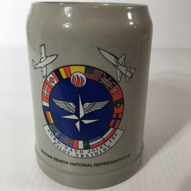 Beyer Euro Nato Militaria German Beer Stein Mug Pottery Stoneware Air Force .5L