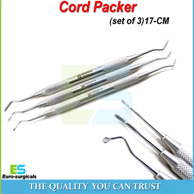 Dental Gingival Cord Packer Retraction Gum Tissue Surgery Instruments Set Of 3