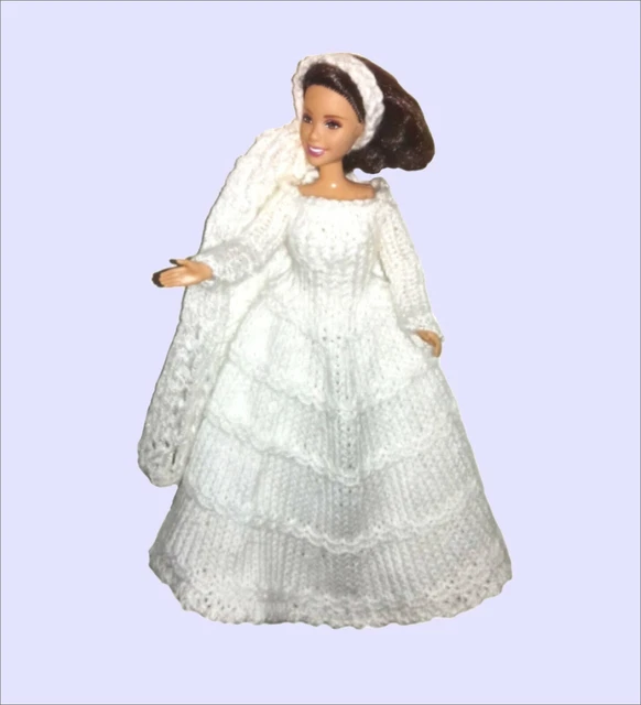 Knitting Pattern 204: Barbie Princess, 11-12" Doll: Bride, Dress And Veil