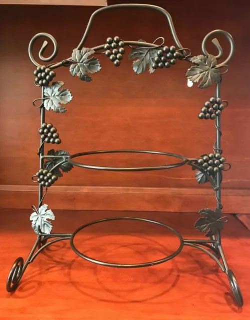 Pier 1 Black Wrought Iron Metal - 2 Tier Pie Plate Holder Stand Rack