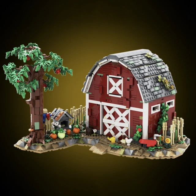 RED BARN COUNTRY Farm Cabin Model Building Blocks MOC Bricks Toys Set ...