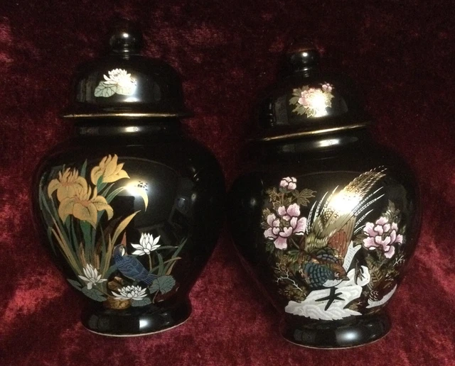 Japanische Ingwergläser atemberaubendes Design, wunderschön bemalt perfektes Paar