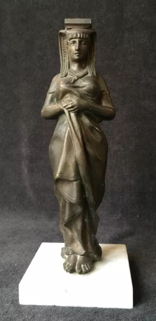 Cariatide à l'égyptienne XIXe bronze socle marbre