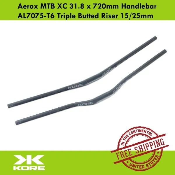 KORE Aerox MTB XC 31.8 x 720mm Handlebar AL7075-T6 Triple Butted Riser 15/25mm