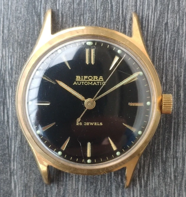 montre automatique allemande Bifora pour hommes vintage, cadran noir,...
