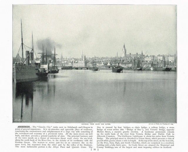 Aberdeen Town Docks River Dee Scotland Antique Picture Old Print 1895 RTC#22