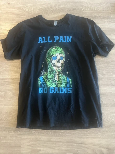 Raskol Apparel All Pain No Gains Gym T-Shirt Size Mens Large Glow In The Dark