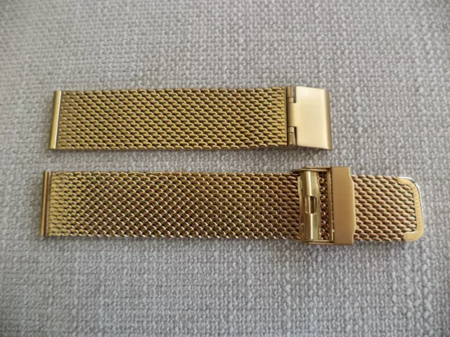 20Mm Gold Plated Pvd Stainless Steel Mesh Milanese Watch Band Bracelet Strap