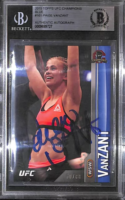 Paige VanZant Signed 2015 Topps UFC Champions Blue Rookie Card #161 BAS COA RC