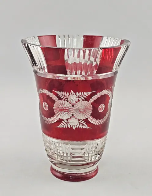 9235009 Crystal Vase Type Deco Um 1930 Glas Val-Saint-Lambert