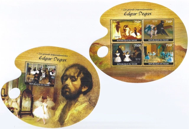 Republique Du Niger Block Set Gold Edition Edgar Degas Gemälde Kunst