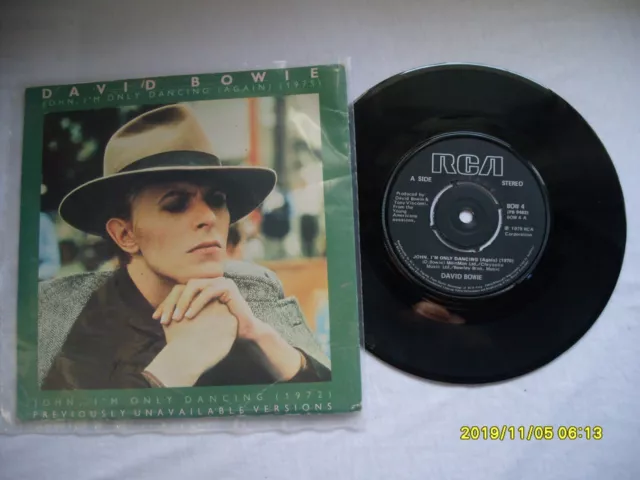 DAVID BOWIE JOHN, I'M ONLY DANCING (AGAIN) RCA RECORDS UK 7" VINYL SINGLE in P/S