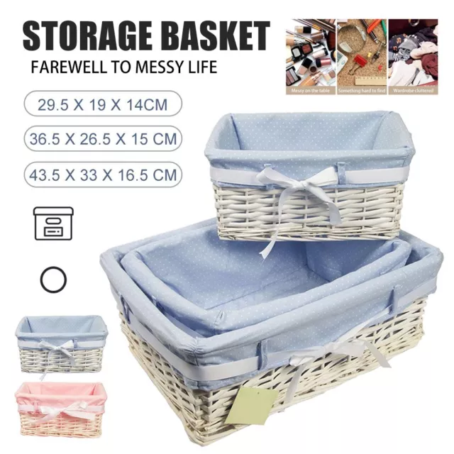 Rattan Style Storage Baskets Office Home Kitchen Tidy Organiser Basket