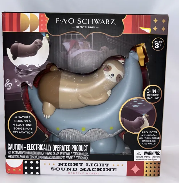 FAO Schwarz Night Light Sound Machine with Sloth Asleep On Moon
