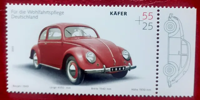 Briefmarke BRD VW Käfer 1949 Oldtimer Ferdinand Porsche Wolfsburg Golfsburg 2002