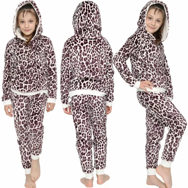 Kids Girls Boys Pyjamas Children PJs Soft Fleece 2 Piece Flannel Set Lounge Suit