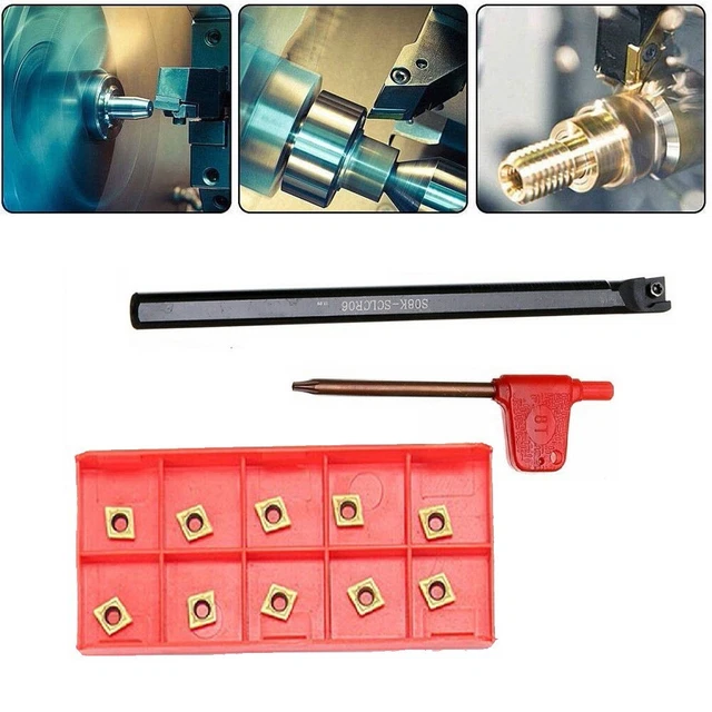 Produktbild von 21-teiliges Drehmeißel-Set – 10 Mm Schaft-Bohrstangen Mit Hartmetall-Einsätzen & Schraubenschlüsseln Für Drehmaschinen