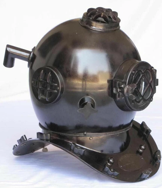 EEUU Azul Marino Marca V Negro Latón Hierro 18" Buceo Casco Mar Divers Artículo