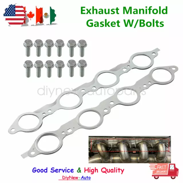 LS MLS Exhaust Manifold Header Gasket Pair W/Bolts For LS1 4.8 5.3 5.7 6.0 6.2L