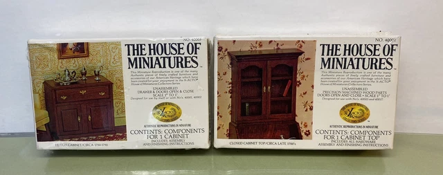 House of Miniatures Hutch & Closed Cabinet Furniture Kit Dollhouse Sealed NOS