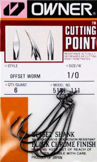 Owner Worm Hook Offset Shank Fishing Hacken Raubfisch Angelhaken Jighaken