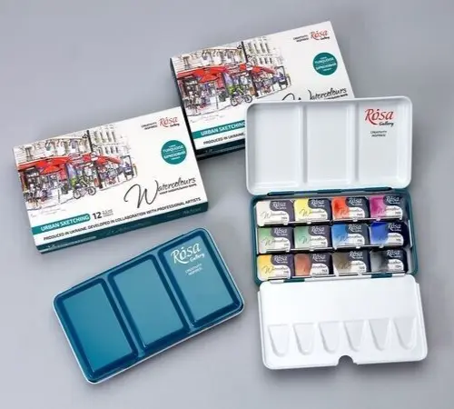 Watercolor Paint Set Metal Case Professional set URBAN SKETCHING ROSA Gallery 12