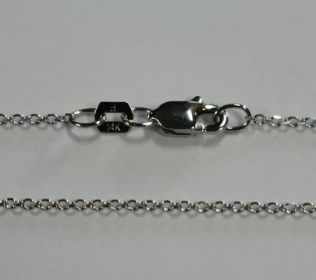 14kt 14K White Gold 1.1mm Adjustable Diamond Cut Cable Chain 16" 18" Lobster