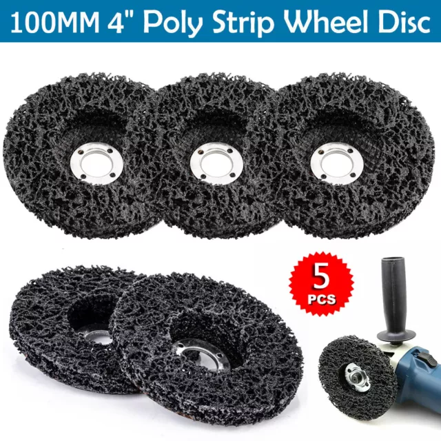 5x 100mm 4" Poly Strip Wheel Disc Paint Rust Removal Abrasive For Angle Grinder