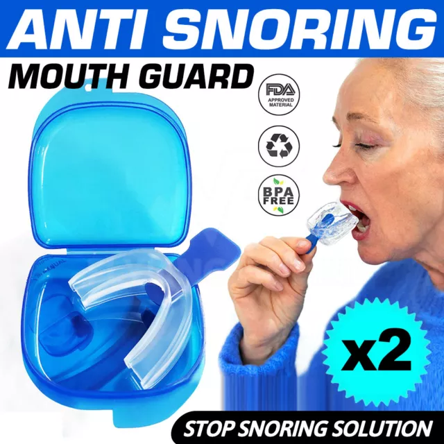 2X HIGH QUALITY STOP SNORING Anti Snore Sleep Apnea Mouth Guard Mouthpiece