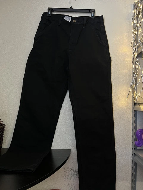 Carhartt Original Dungaree Fit Work Fit Men Denim Black Jeans Lining Inside32x34