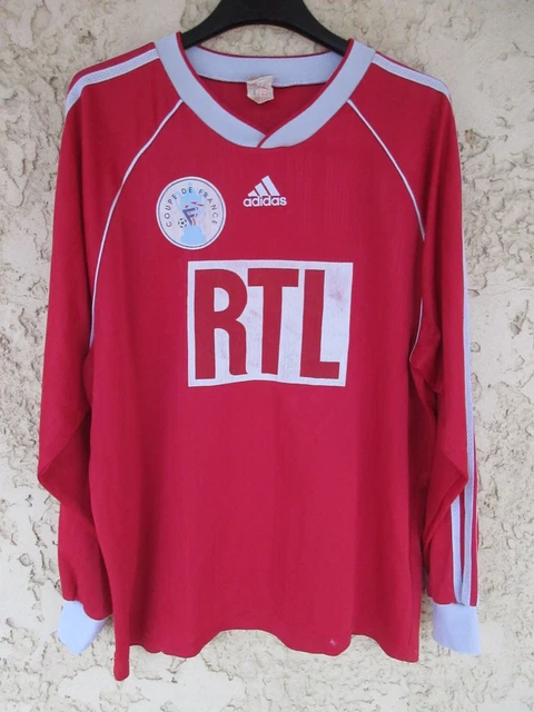 Maillot COUPE DE FRANCE porté n°4 vert RTL vintage ADIDAS Trefoil shirt 90's XL