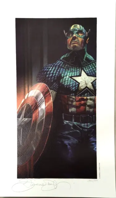 Simone Bianchi Litografía Captain America Numerada Y Firmada Nuevo