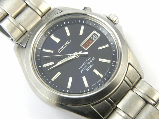 RARE MENS SEIKO Kinetic 100m Watch 5M63-0AK0 with Box Card Manual £ -  PicClick UK