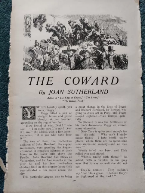 G9f Ephemera 1917 Short Story The Coward Joan Sutherland