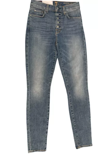 7 For All Mankind High Waist Skinny Exposed Button Fly Jeans Size 25 in Sloane V