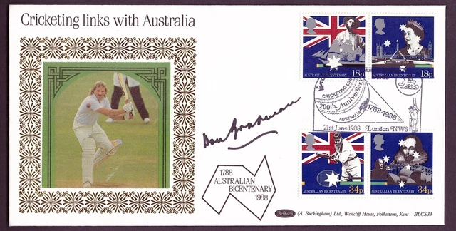 Don Bradman autographed 1988 Australia Bicentenary Benham first day cover.