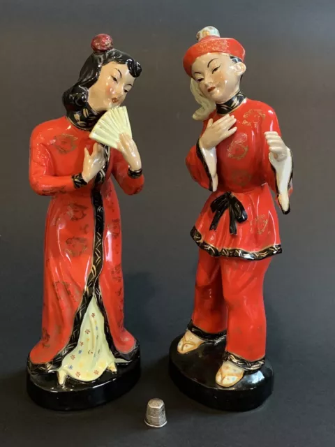 Maruri Vintage Man & Woman Porcelain Figurines 11” Made in Japan
