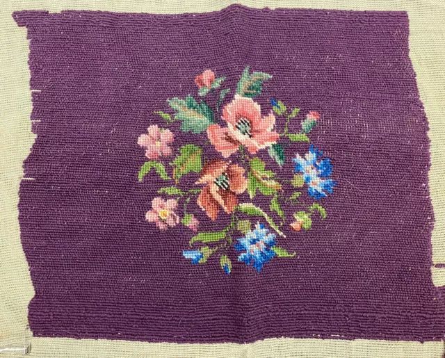 Funda de almohada de colección con aguja completa para silla Petitpoint rosas floral 17x13