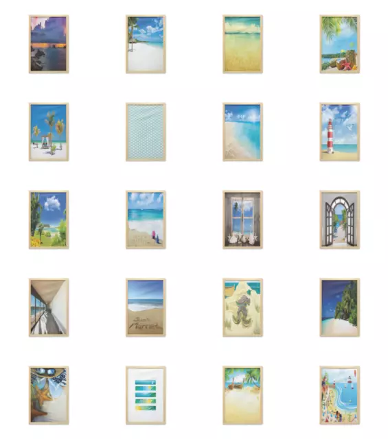 Ambesonne Beach Scene Wall Art with Frame for Bathrooms Living Room Dorms