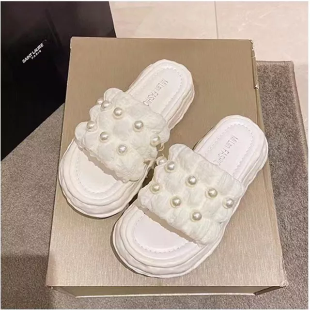 Slippers Pearl Sole Anti Slip Bright Colors Sandals (White EU Size 36 To 37) ZZ1