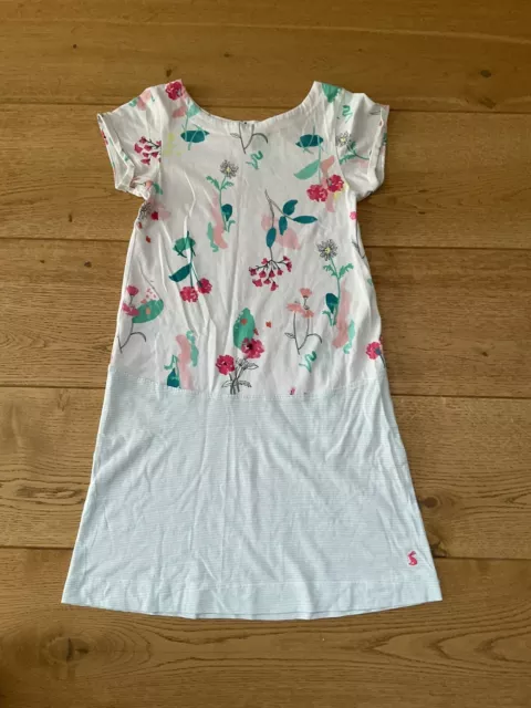 Girls Joules Dress, White And Mint Green With Flower Pattern, Age 11-12 Yrs