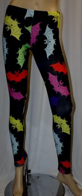 Nuovo Ragazze Donna Unico Multi Bats Stampa Pantaloni Leggings Goth Punk Emo