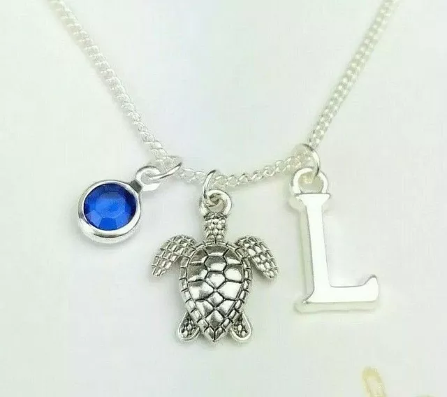 Personalised Sea Turtle Necklace Gift Ocean Life Lover Animal Charm Biology