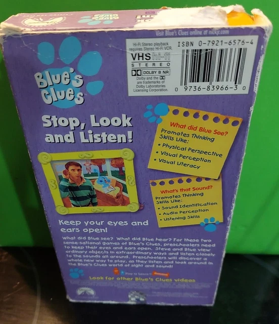 Blue s clues stop look and listen vhs 2000 orange nick jr video