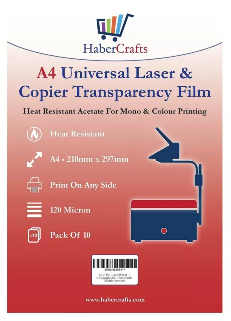 Universal Laser Transparency Film A4 Clear OHP Sheets Laser Printer Acetate