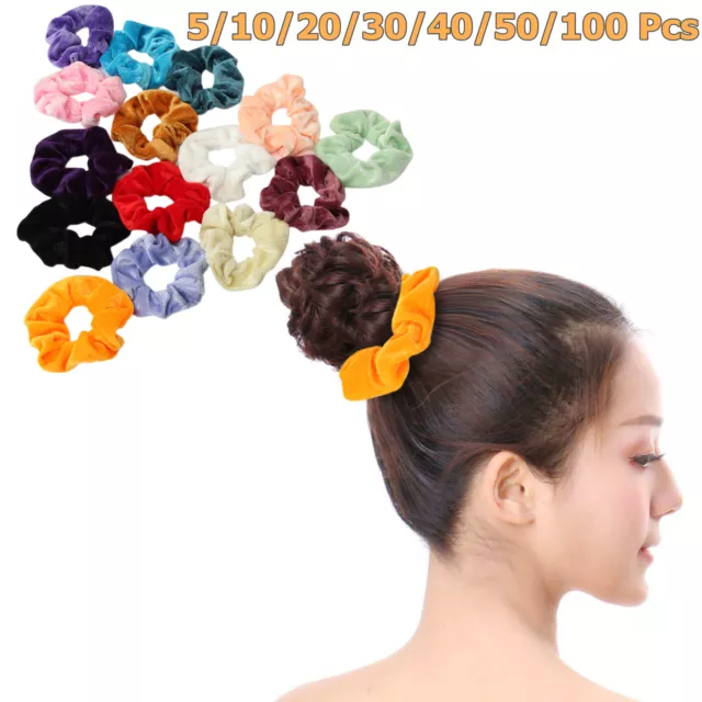 Women Girl Hair Scrunchies Velvet Elastic Hair Bands Scrunchy Rope Ties Lot